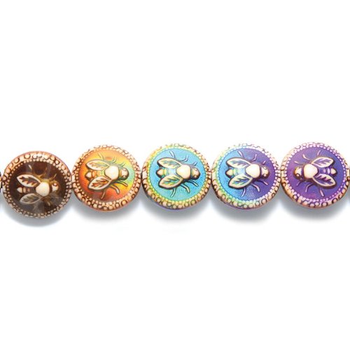 Shipwreck Beads Mirage Polymer Color Change Honey Bee Disc Mood Beads, 19mm, 2-pack