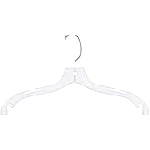 SSWBasics 17 inch Clear Plastic Dress Hangers (Case of 20) - Features a Chrome Swivel Hook and Notched Shoulders - Perfect for Lightweight Fabrics and Can Be Used for Retail Stores