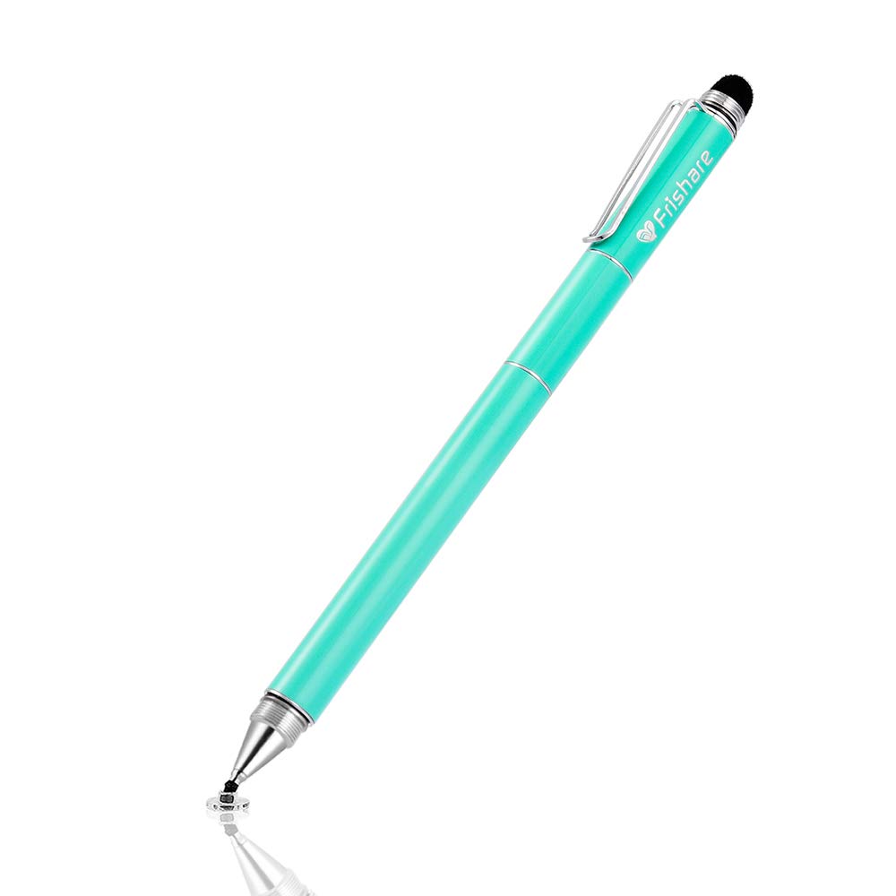 Frishare Stylus Pens for Touch Screens, Capacitive Stylus Pen with Ballpoint Pen, Fiber Mesh Tip, Writing and Drawing Fine Point, Compatible with iPad, iPhone, Tablet, Chromebook - Turquoise