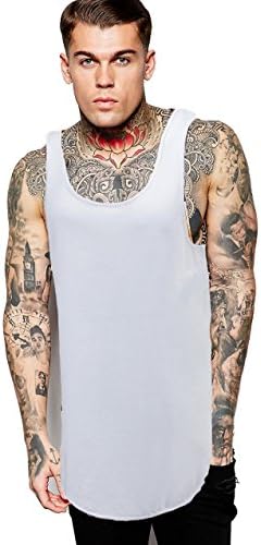 Mtzyoa Men Tank Top Longline Sports Hip Hop A Cotton Running Casual Undershirt