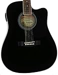 Full Size Thinline Black Acoustic Electric Guitar with Free Gig Bag Case & Picks