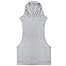 YiZYiF Men's Hooded Gym Tank Tops Bodybuilding Stringer Muscle Workout Shirts Grey Large