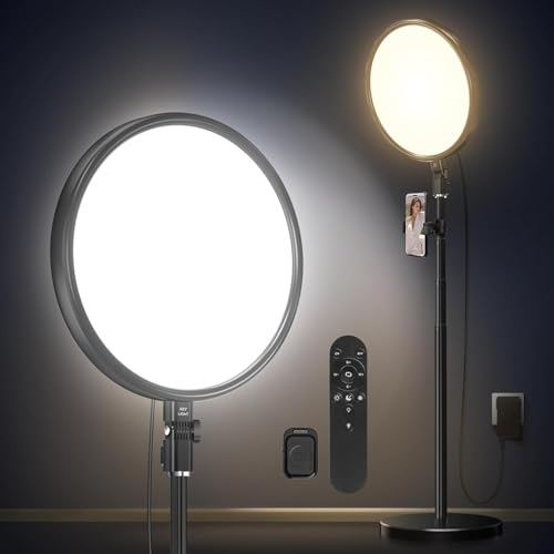 Tobeape 13" Large Ring Light 79" Stand, LED Full-Screen Photography Light with Remote & Phone Holder, 6500K Dimmable Professional Video Light for Selfie/Makeup/Live Streaming/YouTube/TikTok/Meeting