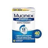 Chest Congestion, Mucinex Expectorant 12 Hour Extended Release Tablets, 40ct, 600 mg Guaifenesin with Extended Relief of Chest Congestion Caused by Excess Mucus. Thins and Loosens Mucus