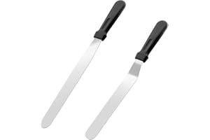 2PCS Icing Spatulas, 10" Professional Cake Angled Offset Spatula, Stainless Steel Blades, Frosting Knife with Plastic Handle 
