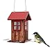 Kingsyard Cute Bird House Feeders for Outside, Hanging Metal Bird Feeder with 4 Ports, Outdoor Garden Yard Decorations for Cardinals Finches Chickadees Goldfinches & Sparrows Birds Watching