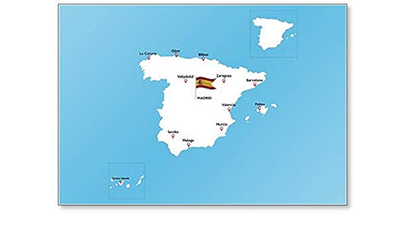 Mapa de España con grandes ciudades – Imán clásico para ...
