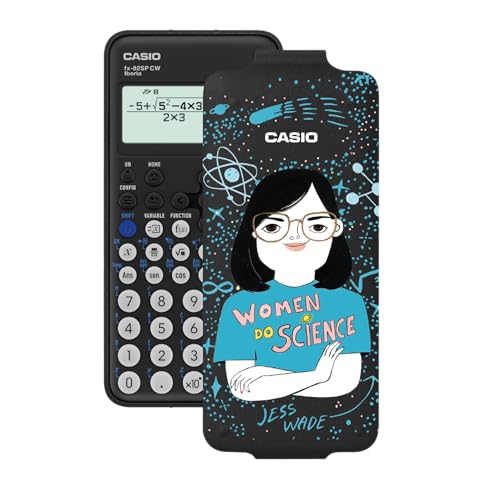 Casio FX-82SP CW - Scientific Calculator, with Jess Wade illustrated by Coco Escribano, Recommended for Spanish and Portuguese Curriculum, 5 Languages, Over 300 Functions, Dark Grey