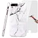 BWISH iPhone 8 Plus Case,White Marble Design Durable Slim Shockproof Flexible Smooth TPU Soft Case Rubber Silicone Skin Cover Tempered Glass Screen Protector for Apple iPhone 7 Plus 2016 iPhone 8 Plus