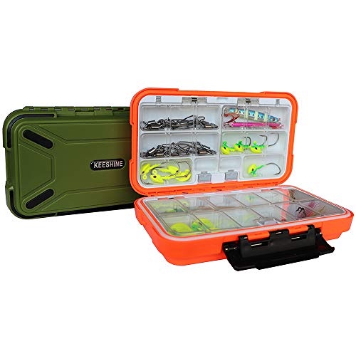 KEESHINE Angelzubehör-Box, Aufbewahrungsbox, 2 Seiten, Kunststoff, abnehmbares Gitter-Aufbewahrung, Schmuck-Organizer, Behälter für Köder, Haken, Perlen, Ohrringe, Werkzeug (orange) – Bild 3