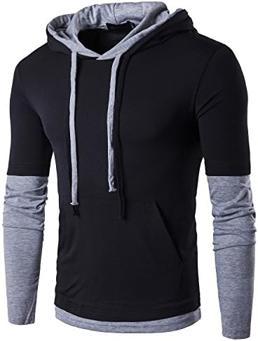 Mens Casual Hoodies Slim-Fit Hoodie Shirt Long Sleeve Tops