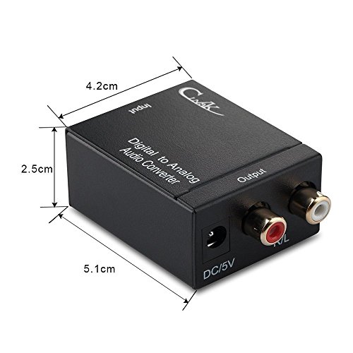 Digital To Analog Audio Converter, Cingk DAC Digital SPDIF Optical To Analog Stereo Audio L/R 2RCA Adapter With Optical Cable for Home Cinema Systems AV Amps Audio - Thumbnail 2