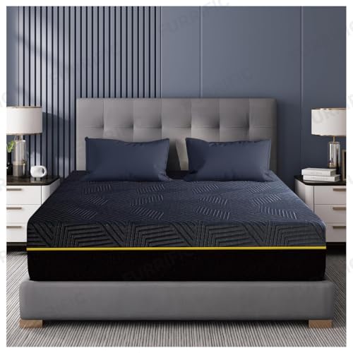 SAFONUS Colchón Matrimonial de Memory Foam 20CM, Colchón para el Dolor de Espalda, Cama de Gel de Cobre Refrigerante en Una Caja, Firmeza Media Terapéutica, Soporte Ergonómico,135x190cm, Negro