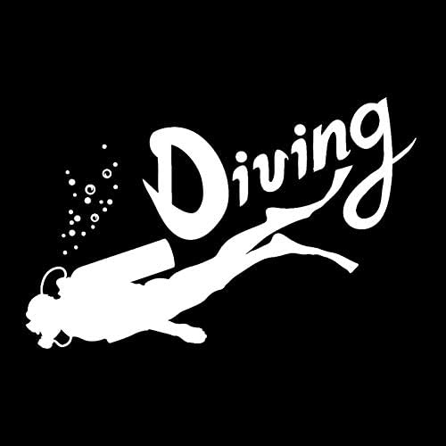 Fun car stickers 17.9CMX11.4CM diving club scuba diver car styling stickers Auto Parts nofsd (Color : White)