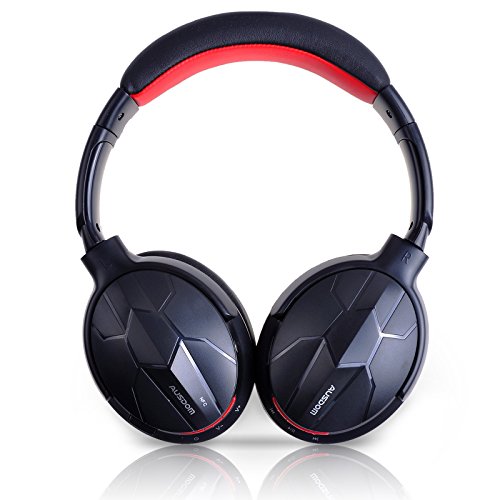 Ausdom M04S Update Version of M04 with NFC Over-ear Stereo Wired headphones Bluetooth Wireless Headset For Phones PC (Black+Red)