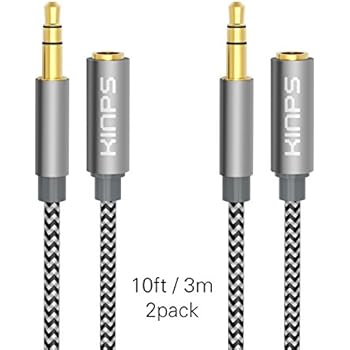 KINPS Audio Auxiliary Stereo Extension Audio Cable 3.5mm Stereo Jack Male to Female, Stereo Jack Cord for Phones, Headphones, Speakers, Tablets, PCs, MP3 Players and More (2-Pack)