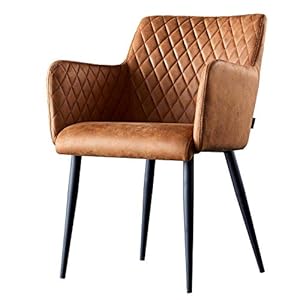 Damiware Rose Esszimmerstuhl – Stoffbezug – Farbe Cognac – Stuhl für Esszimmer/Wohnzimmer/Küche/Büro – mit Armlehne in…