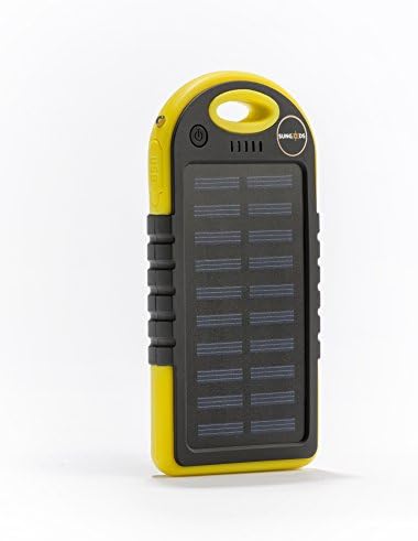Solar Charger, SunGods,(USB cable included) Solar Flashlight with 5000mh Portable Solar Power Bank, Dual USB Battery Bank for cell phone,iPhone,Samsung,Android phones. (Yellow)
