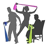 EXERCISE RESISTANCE STRETCH BANDS - Elastic Fitness Home Training Equipment for Men Women Seniors | Workout Kit for Yoga Pilates p90x trx Stretching Tone | Legs Ankle Arms Thigh | LATEX FREE | 6.5ft