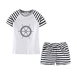 Children's Rudder Stripe T-shirts And Shorts Homewear Set