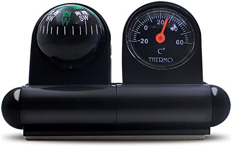 Lelance Adhesive Car 2-in-1 Navigation Compass Ball Thermometer Outdoor Activities Travel