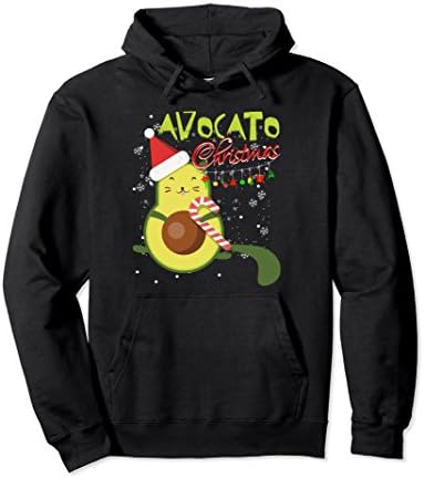 Unisex Avocato Funny Hoodie Cute Cat Avocado Vegan Christmas Gift 2XL Black