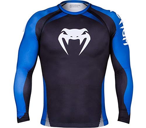 Venum Long Sleeve No GI IBJJF Approved Rash Guard, Black/Blue, Small