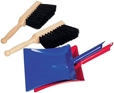 GoKi 1 Metal Dustpan And 1 Brush With Synthetic Bristles, Mixed, Large