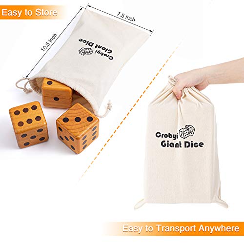 Crobyi Giant Yard Dice Game, 3.5" Giant Wooden Outdoor & Lawn Dice Game