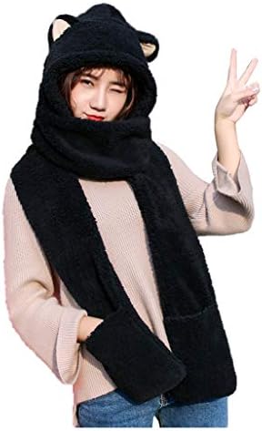 レディース マフラー Kukoyo フード付きマフラー 手袋 帽子 ファッション通販 一体型 セット かわいい 猫耳付き フリース もこもこ ネックウォーマー クリスマスプレゼント ショール ストール 厚手 防寒 冬 おしゃれ 小顔効果 スカーフ アウトドア 保温 あったかい