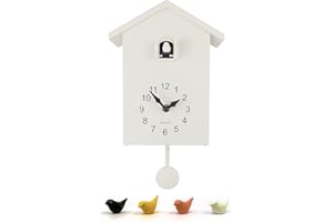 WALPLUS White Cuckoo Clock - White Window Home DIY Decoration Office Accessories Minimalist Design Bedroom Decor Stylish Living Room Gift Ideas Lightweight