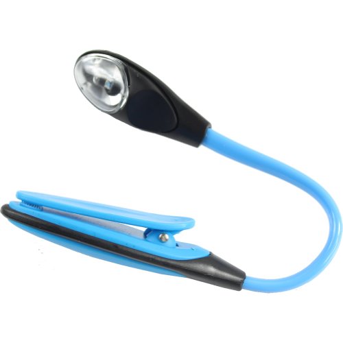 Estone Mini Flexible Clip-on Bright Booklight LED Travel Book Reading Lamp White Light Blue