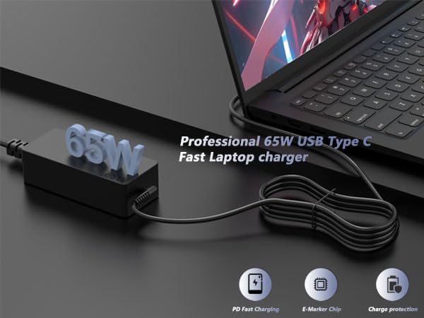 MAXPOR 65W USB C Charger Compatible with Lenovo Thinkpad T14 T15 T16 T480 T490 T580 E14 E15 E16 P14s P16s L13 X13 Thinkpad X1 Thinkbook 14 16 Yoga C940 C930 720 Type C Fast AC Adapte Power Cord Supply