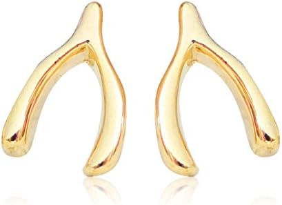 Gold WISHBONE EARRINGS, 14K Gold brass, Gold earrings Stud earrings Fashion jewelry for women Birthday gift