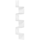 Furinno Rossi 5-Tier Wall Mount Floating Radial Corner Shelf, White