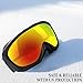 JK MOTION Ski Goggles Men Youth Boys Women and Girls Anti Fog Snowboard Goggles UV400 ATV Snow Skiing Ski Glasses OTG Over-The-Glasses Interchangeable Lens Flexible Soft TPU Frame Helmet Compatible
