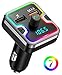 Bluetooth FM Transmitter for Car, Comsoon 7 Colors LED Backlit Bluetooth Car Adapter, Bluetooth Receiver Car Kit with Hands-Free Calling, QC3.0 Car Charger, Support USB Disk, microSD Card (Black)
