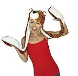 Plush Hat Novelty Cap Animal costume Beanie With Long Paws-Tiger