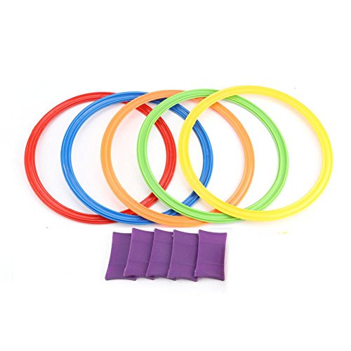 GLOGLOW 5Pcs Hopscotch Ring Clips Twister Circle Jump Ring Game Sports Toy for Outdoor Playing Activity