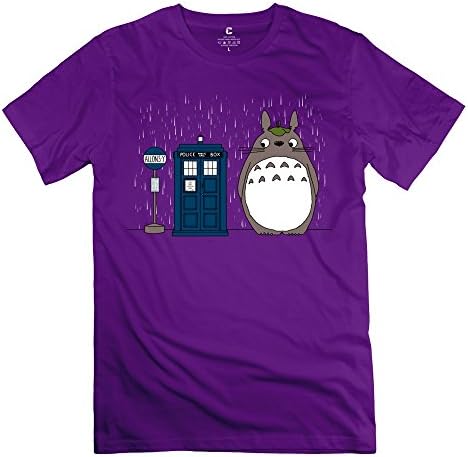 FRB Men's Doctor Who Telephone Box Neighbor Totoro T-Shirt Purple XS