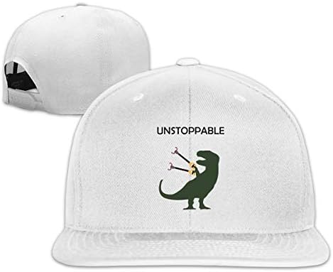 Hip Hop Flat Brim Hat Dinosaur T-Rex 100% Cotton Adjustable Baseball Cap