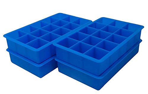 4 Pack Icetray Set Blue Flexible Silicone Ice Tray Cube Ice Mold Ice Cube Tray Bartender Supplies Kitchen Utensil Accessories Stackable Tray Ice Maker (4 Pack 1 In) - Thumbnail 6