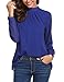 Soteer Women Chiffon Tops T-shirt Casual Scoop Neck Cuffed Sleeve Blouse, Royal Blue, Medium