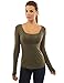 Patty Women's Boutik Scoop Neck Ruched Gathered Raglan Long Sleeve Blouse