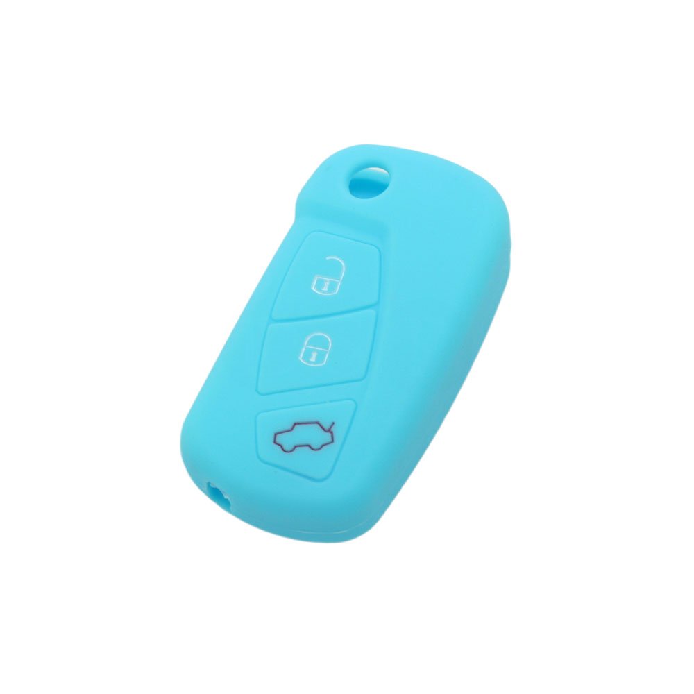 BROVACS Silicone Cover Protector Case Holder Skin Jacket Compatible with FORD 3 Button Flip Remote Key Fob CV9700 Light Blue