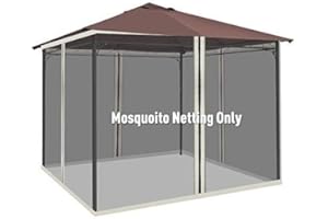 Outsunny 10' x 10' Universal Replacement Mesh Sidewall Netting for Patio Gazebos and Canopy Tents with Zippers, (Sidewall Only) Beige, Black