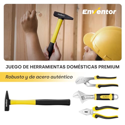 Enventor 158PCS Yellow Complete Tool Box, General Purpose Hand Tools Case, Tool Set Kit with Keys, Portable Tools Set for DIY and Daily Arrangements