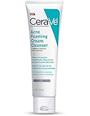 CeraVe Acne Foaming Cream Cleanser | Acne Treatment Face Wash with 4% Benzoyl Peroxide, Hyaluronic Acid, and Niacinamide | Cream to Foam Formula | 5 Oz
