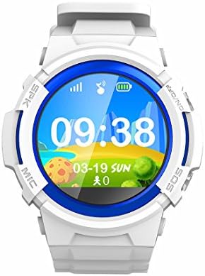 Markrom Kids Smart Watches with GPS LBA Positioning Tracker, GSM SIM Card， Phone Voice Calls Music SOS Waterproof IPX4, for Boys Girls, 1.22" Round Touchscreen - White
