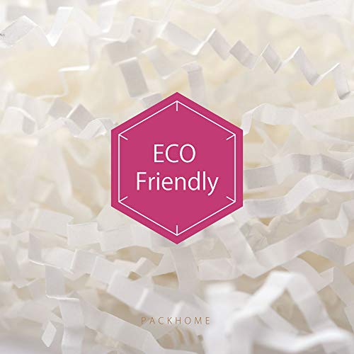 PACKHOME 1 LB Crinkle Cut Paper Shredded Paper Shred Filler, Premium Quality for Gift Packing and Baskets Filling (Snow White)